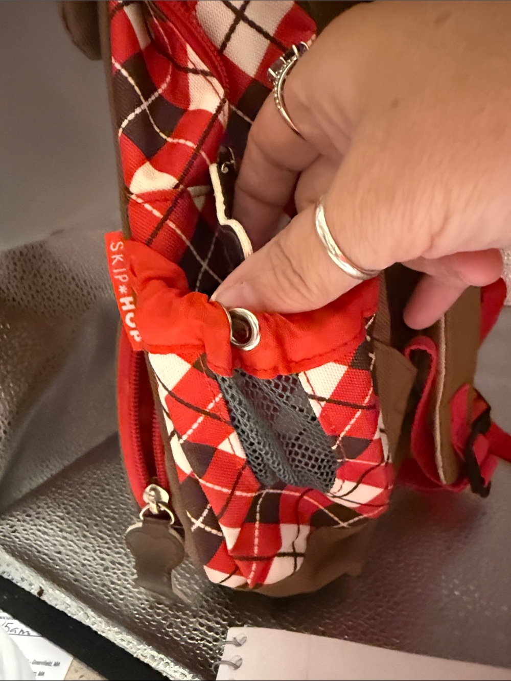 Vintage Skip Hop Back Pack Bull Dog with Plaid Detail - Picture 3 of 10
